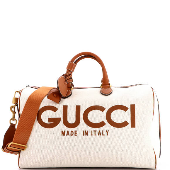 Gucci Handbags - Gucci Large Logo Convertible Duffle Bag Printed Canvas
